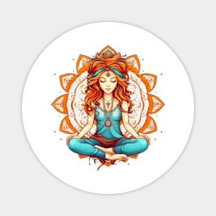 Yoga Girl And Mandala #5 Magnet